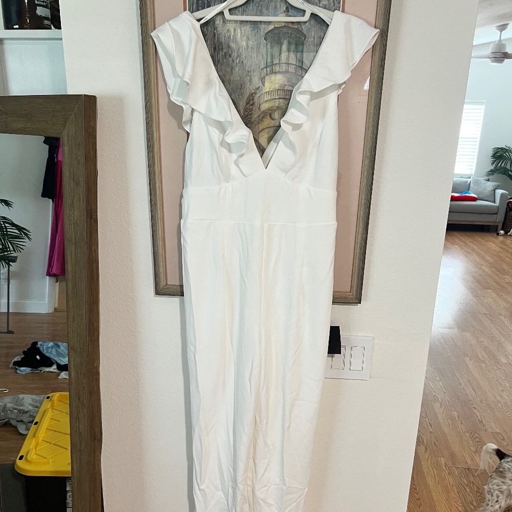 White Ruffle Strap Jumper